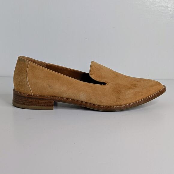Aquatalia Golda Suede Loafers 8.5 Tan Flats Minimalist Quiet Luxury Weatherproof - Picture 8 of 12